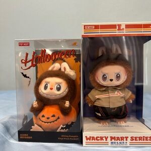 Pop Mart LABUBUs Wacky Mart Blister Pack & Halloween Pendants Plushes Lot Of 2